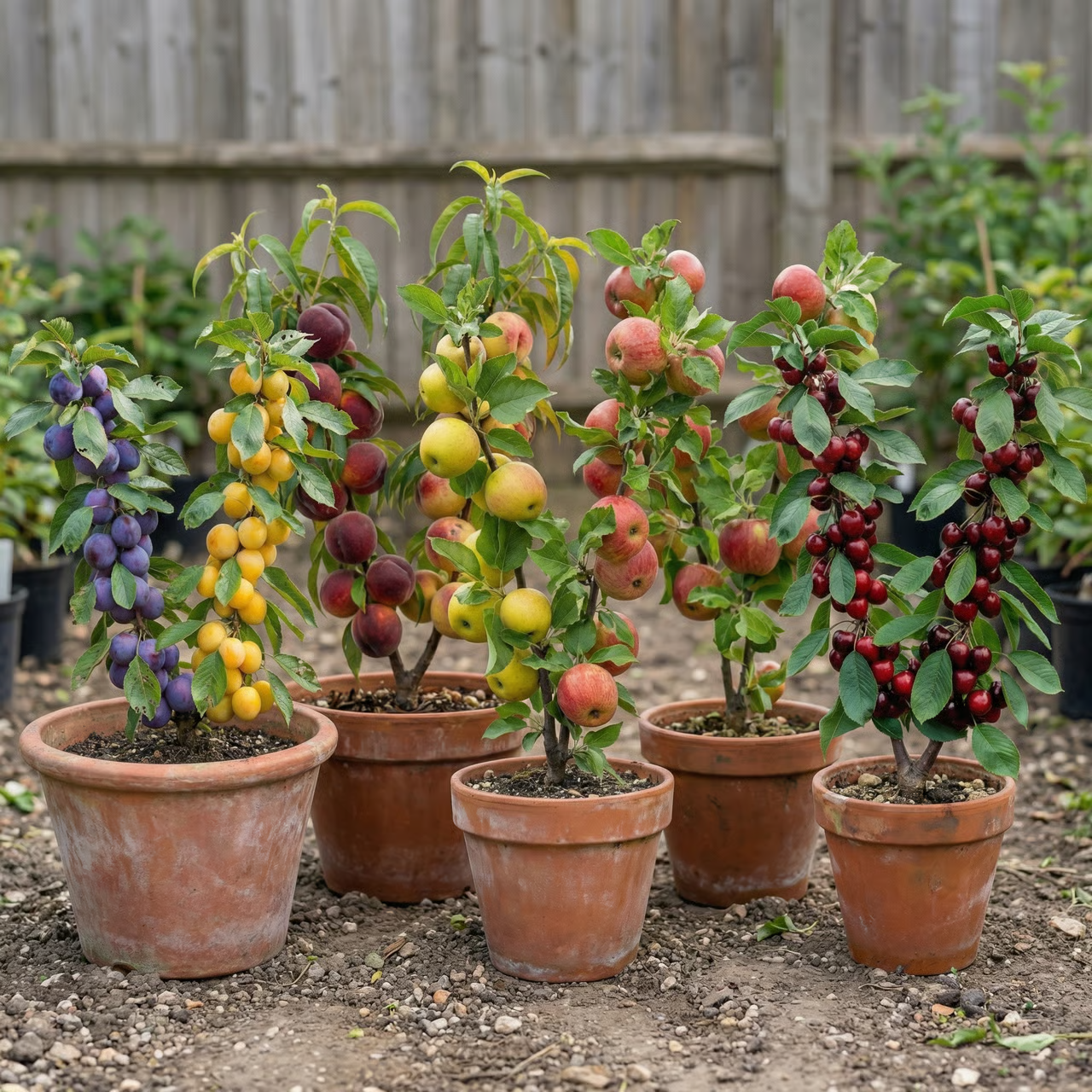 5er-Set Obstbäume Duo Kirsche, Apfel, Birne, Pflaumen und Pfirsich